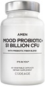 Amen Mood Probiotic Supplement 51 Million CFU - Prébiotiques et probiotiques biologiques - Acidocilus Probiotic Pills, Fibres - Mood Organic Ashwagandha, Bleuets - Vegan & Non-OGM - 60 Capsules