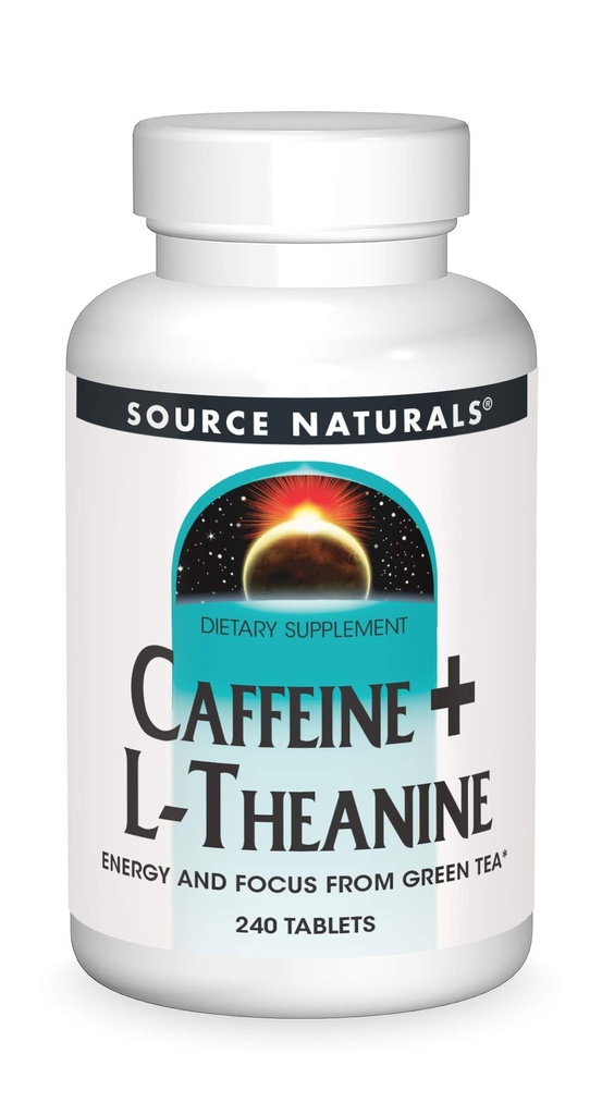 Quelle Naturals Koffein + L-Theanin, Energie und Fokus Unterstützung von Green Tea* - 240 Tablets