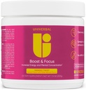 Universal U Boost & Focus Powder, Erhöhen Sie Energie und kognitive Leistung, Pre Workout, Custom Dosing, VIT B12, Niacin, Choline, L-Tyrosine, Keine künstlichen Geschmacksrichtungen, 30 Portionen (Mango Twist)