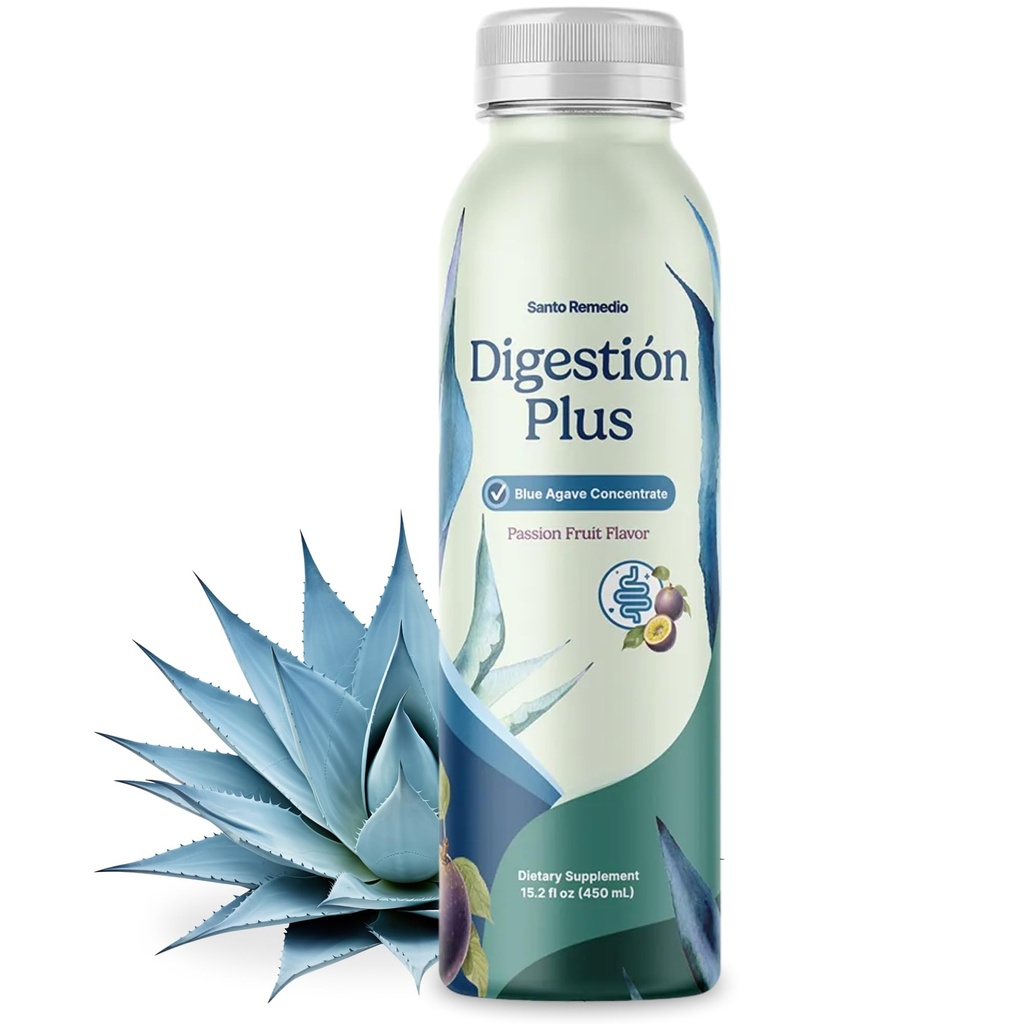 Santo Remedio Digestion Plus, Konzentriertes Blau Agave Getränk, 30 Servierungen, Passionsfrucht Flavor, Vegan, Glutenfrei, Non-GMO, Ohne Zusatz von Zucker