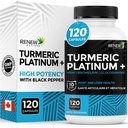 Renouveler les actifs Platine curcuma 1350MG par 3 capsules avec poivre noir et gingembre – Antioxydant, foie et soutien digestif – réduit l'inflammation et stimule l'immunité – Fabriqué au Canada – 120 capsules