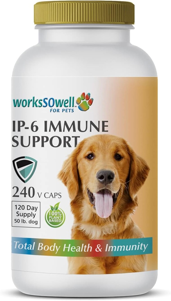 1-TDC WorksSoWell IP-6 Immununterstützung für Hunde – 240 V-Caps – Hilft, gesunde Knochen, Zähne, Nieren, Leberfunktionen und Herz-Kreislauf-Gesundheit zu fördern – Gesamtkörpergesundheit und Immunität