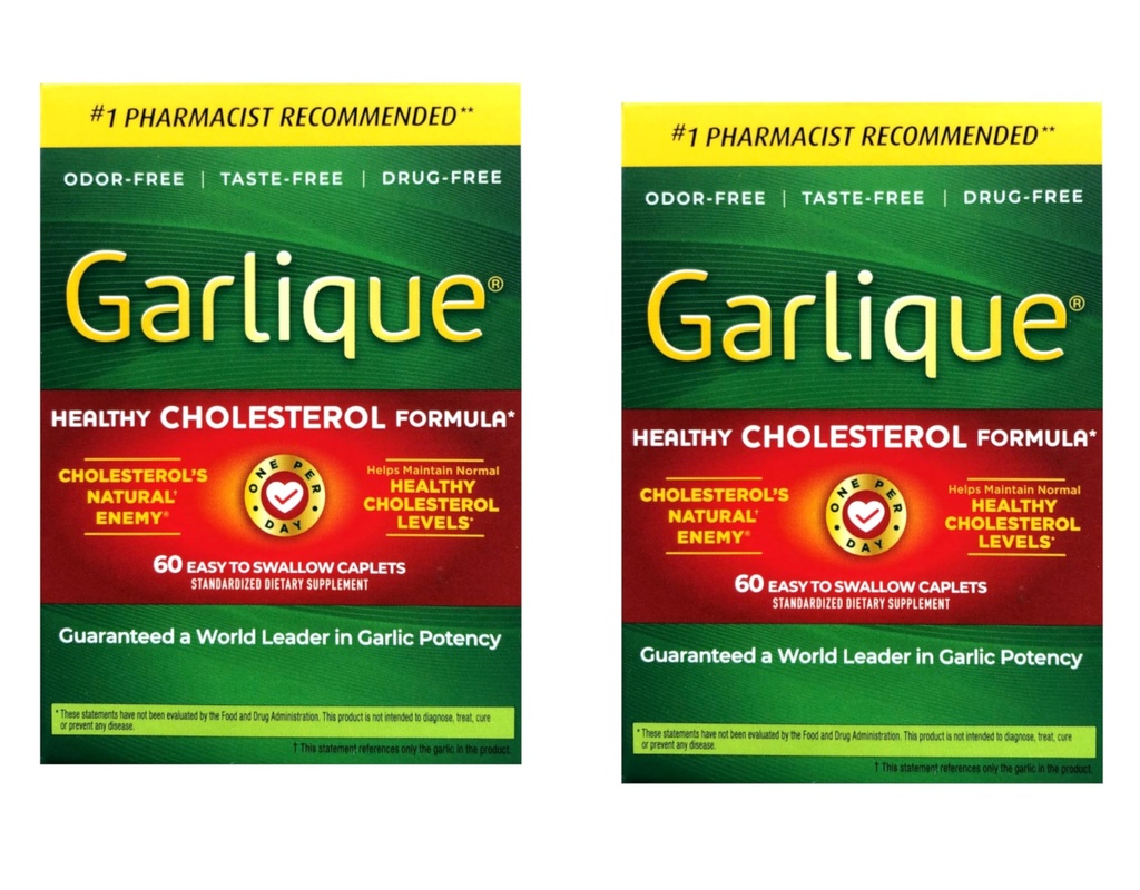 Garlique Healthy Cholesterol Formel mit 5000 mcg Allicin, 60 Enteric Coated Caplets (Pack von 2)