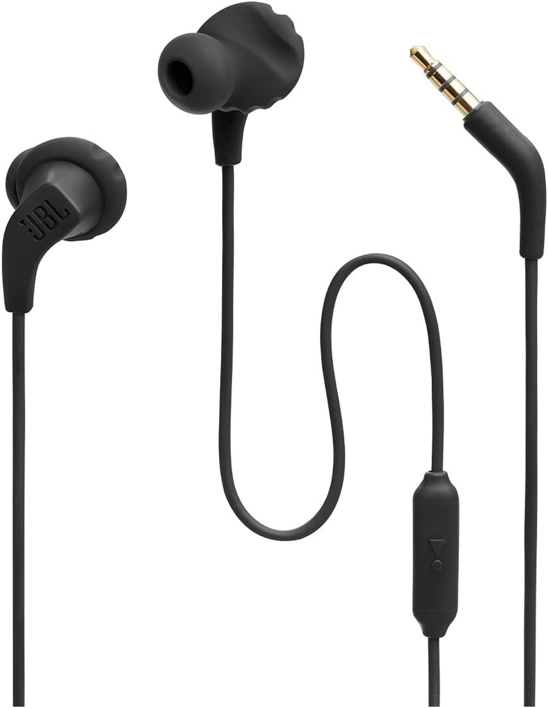 JBL Endurance Run 2 Wired - Waterproof Wired Sports in-Ear Kopfhörer, Pure Bass Sound, Hands-Free Calls, Never Hurt. Nicht rausfallen.