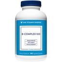 La vitamine Shoppe B-Complex 100 - supporte la production d'énergie, la fonction du système nerveux et le métabolisme des nutriments – Excellente source de B1, B2, B6, B12, Niacine, acide folique et biotine (300 capsules de Veggie)