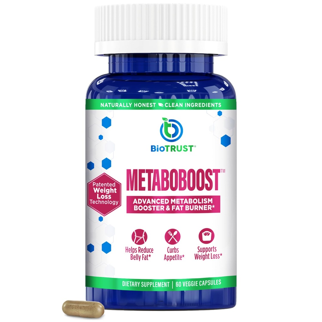 BioTrust MetaboBoost Weight Loss Supplement – Appetit Suppressant | Calorie Fat Burner | Metabolism Booster – Klinisch-Studied Diät Pillen mit Berberine für ganzheitliche WeightLoss Support- 60 Kapseln