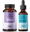 HERBAMA Vitex und Ashwagandha Kit - Bundle von 1000 mg Vitex Chasteberry Capsules & Ashwagandha Liquid Drops 2 fl oz - Vegan, Non-GMO, Sugar & Alcohol-Free - 2 Pack