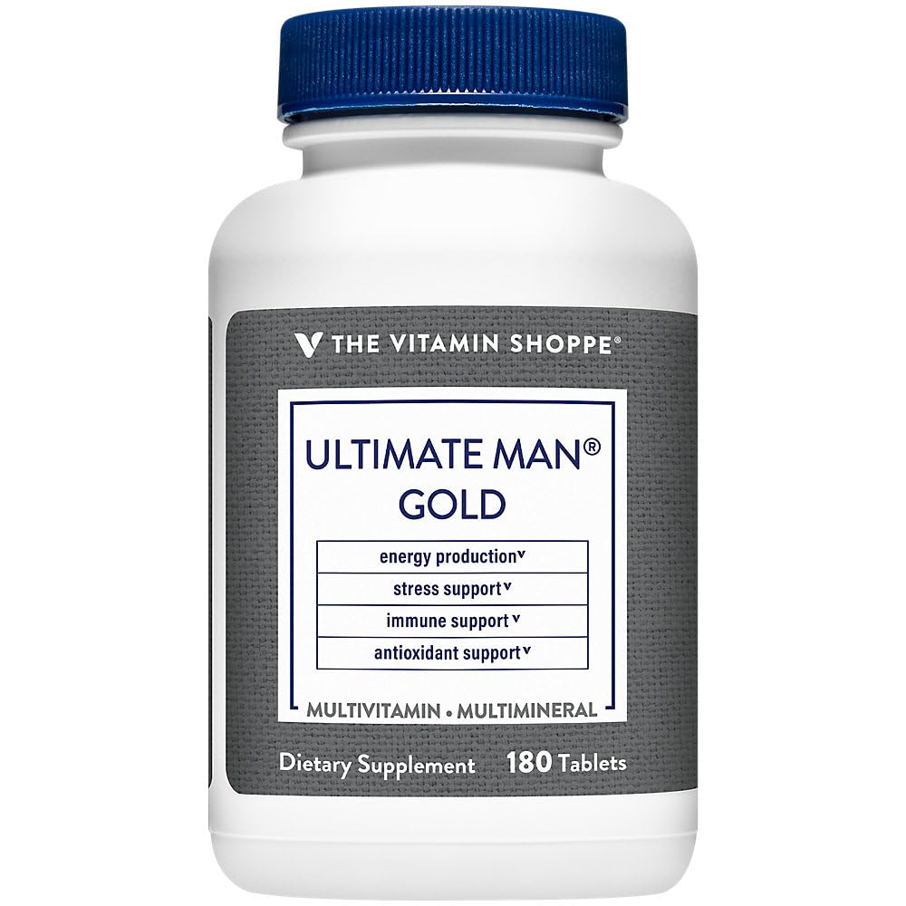 Der Vitamin Shoppe Ultimate Man Multivitamin - High Potency Energy & Antioxidant Blend - Umfassende tägliche Multi-Mineral-Ergänzung für optimale Männergesundheit - Gluten & Dairy Free (180 Tabletten)