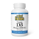 Natürliche Faktoren, Vitamin D3 2000 IU (50 mcg), unterstützt starke Knochen, Muskeln und Immunfunktion, 120 Softgels