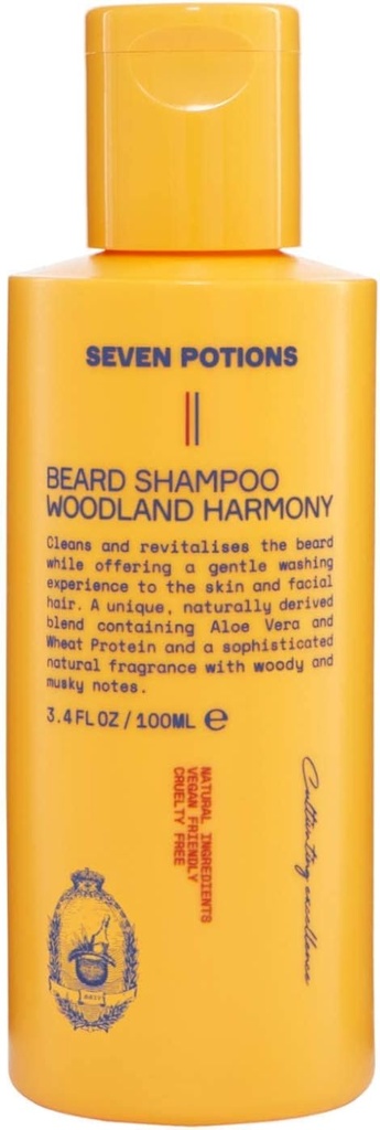 SEVEN POTIONS Bart Shampoo für Männer — Sanfte, reinigende Wash für einen sauberen, esch-freien Bart — Natürlich, Vegan, Cruelty-Free — (Woodland Harmony, 3.4 Fl Oz)