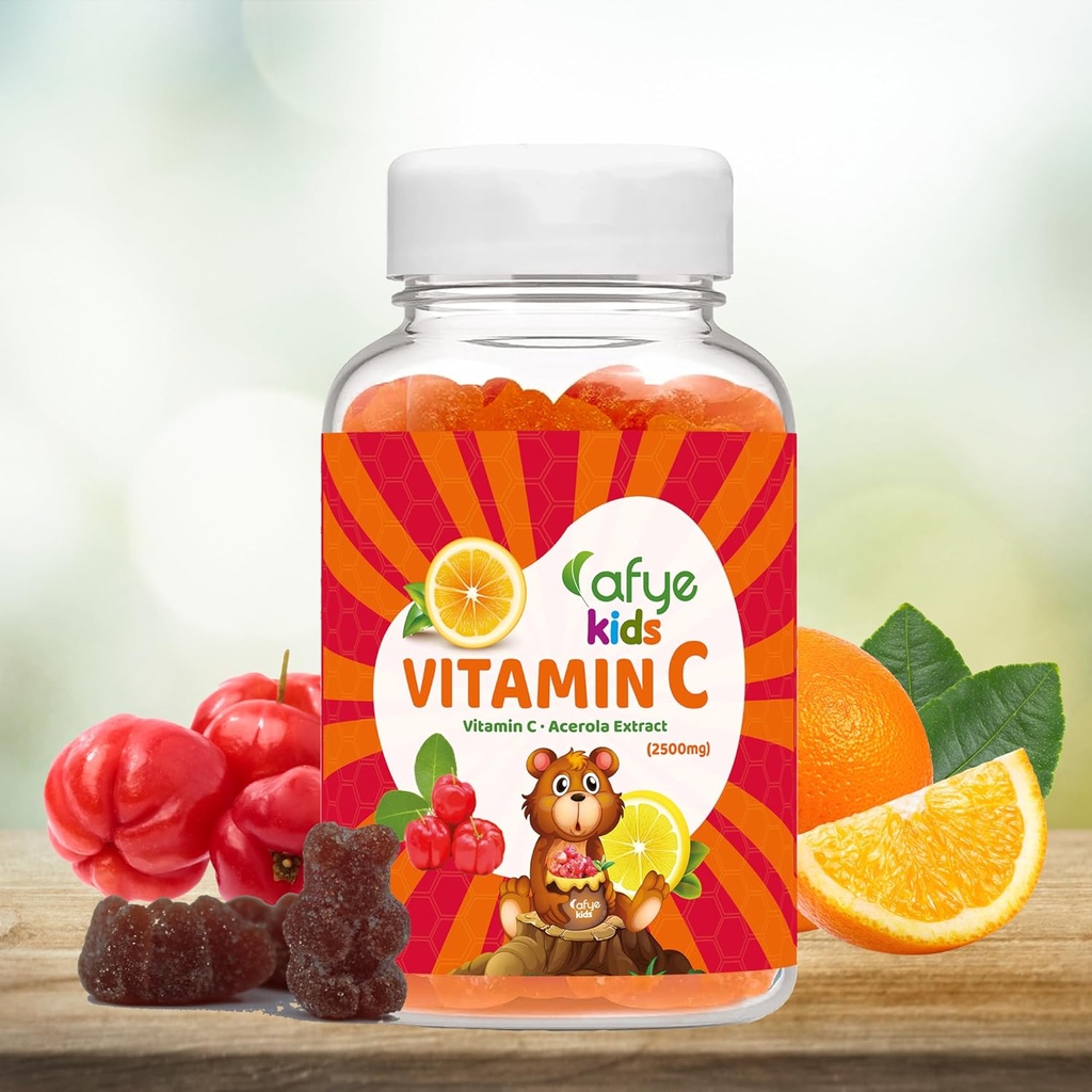 Kinder Vitamin C - Immunsystem Booster Gummis mit Bear Shaped - Immunsystem unterstützen Vitamine Ergänzung für Erwachsene & Kinder - Vitamin C & Acerola Extrakt, 60 Zähler (Pack von 1)