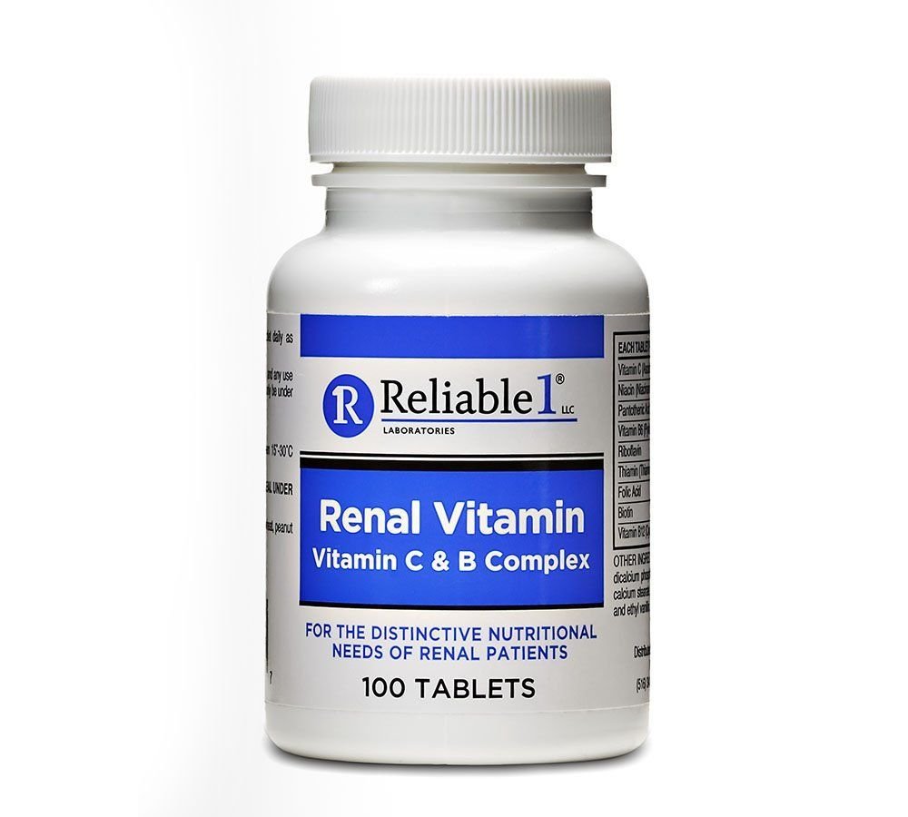 RELIABLE 1 LABORATORIES Nieren Vitamin C & B-Komplex für Männer und Frauen (100 Tabletten pro Flasche) (Einzel)
