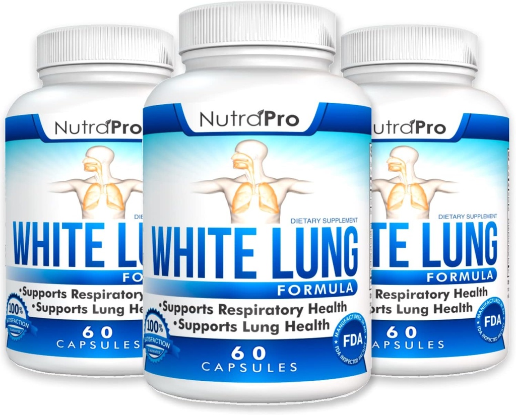 NutraPro White Lung Lung Cleanse & Detox. Soutenir la santé pulmonaire. Soutient la santé respiratoire. 60 Capsule - Fabriqué dans un établissement certifié GMP.