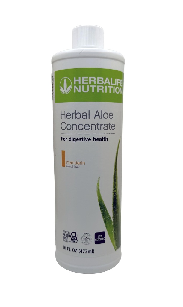 Herbalife Aloe Concentrate Pinte: Mandarin Flavor 16 FL Oz (473 ml) pour la santé digestive avec Aloe de qualité supérieure, sans gluten, 0 calories, 0 sucre, naturellement aromatisé