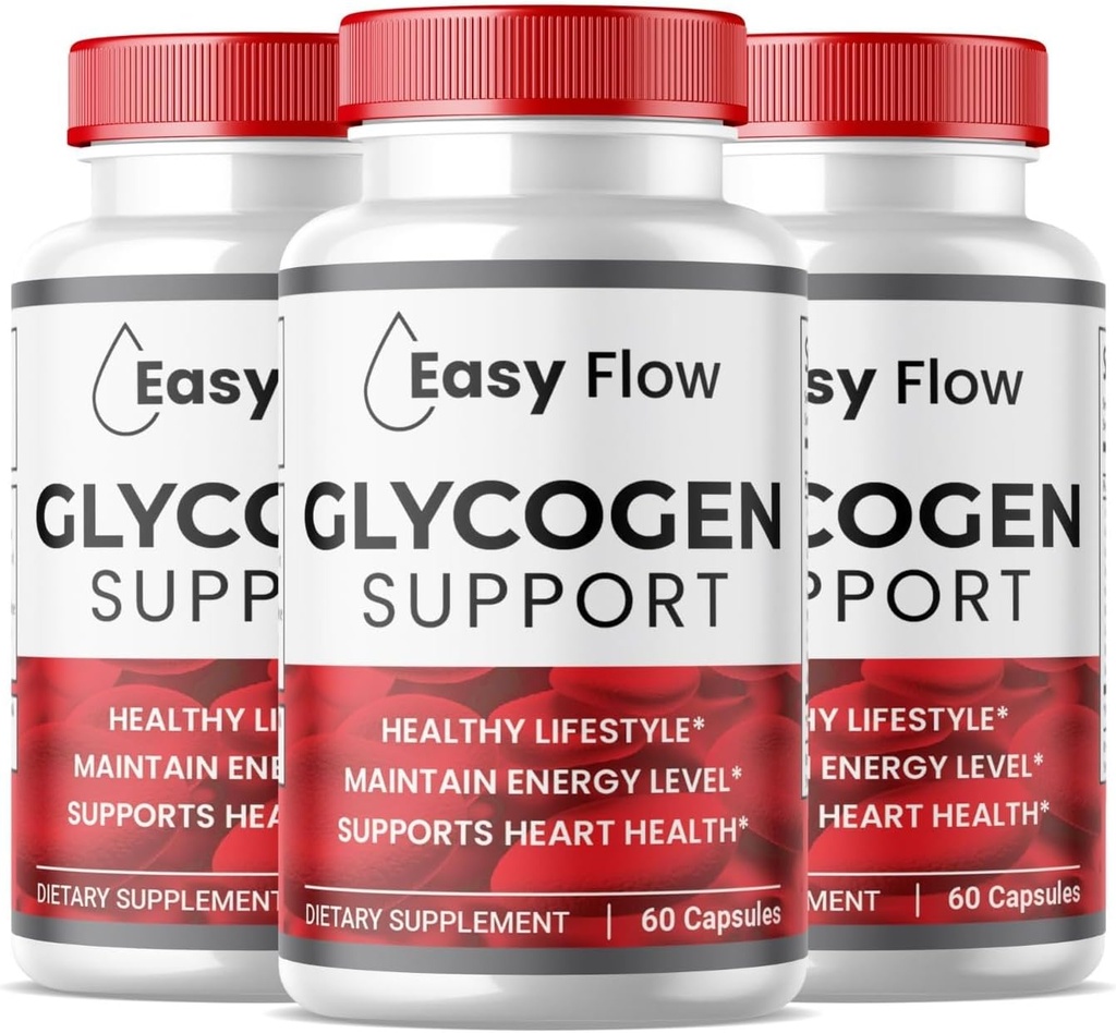 (3 Pack) Easy Flow Glycogen, EasyFlow Glycogen Support Capsules, Glyco Optimizer Formula, Natural Blood Vessel Cleaner, Premium Easy Flow Glycogen Support (180 Kapseln)