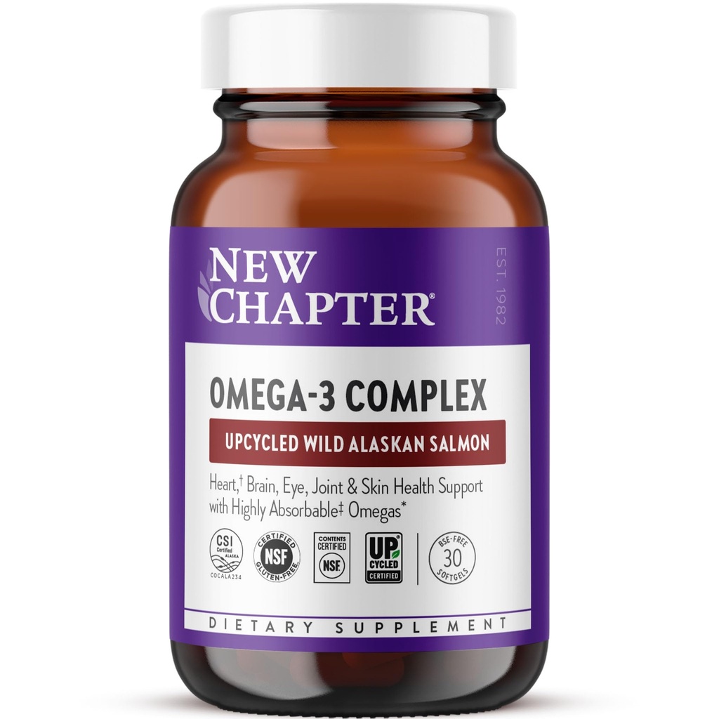 Neu Chapter Omega-3 Complex, 1000mg Softgels, Fischöl Supplement Wild Alaskan Lachs für Herz, Gehirn, Auge, Gelenk & Haut Gesundheitsunterstützung - 30 Count