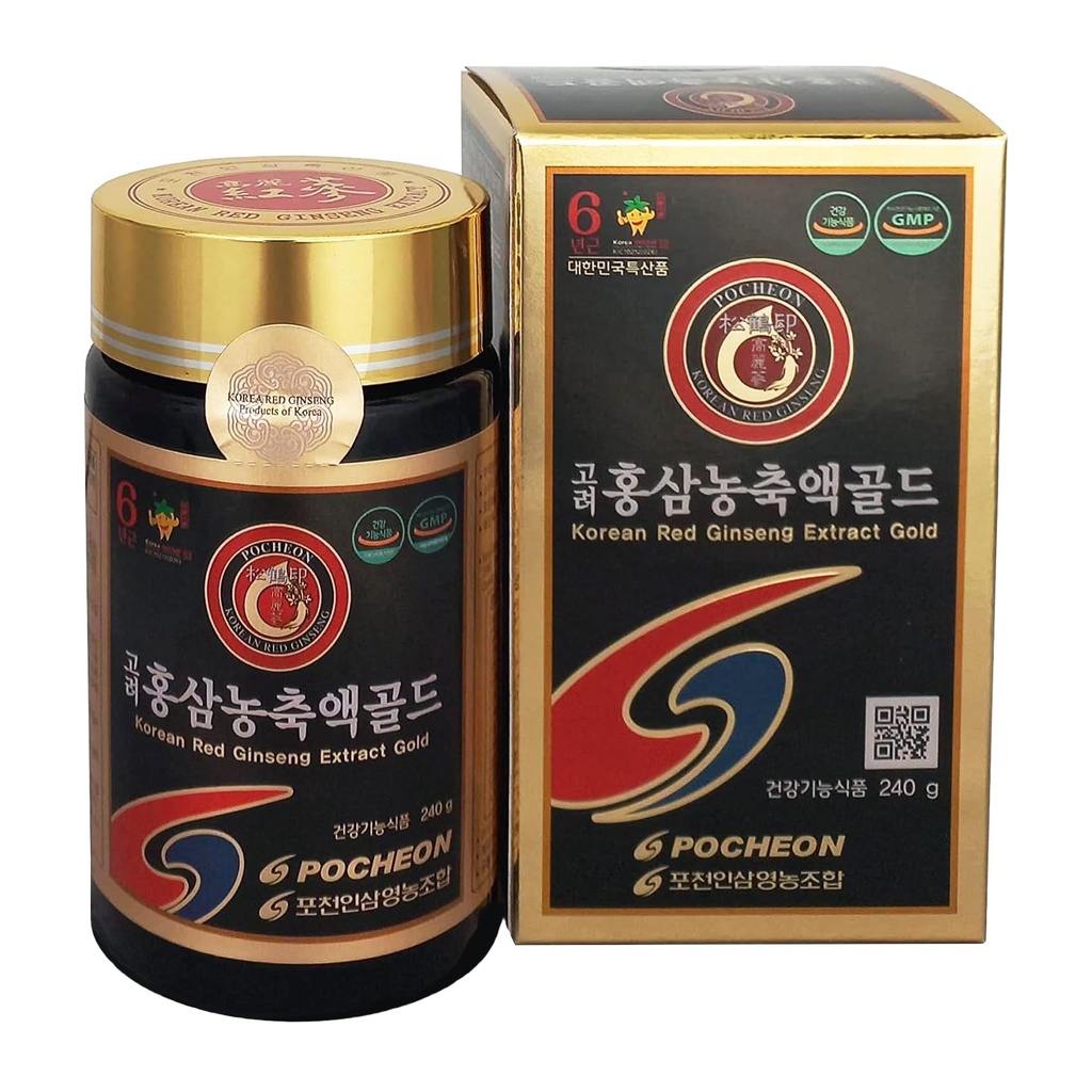 Pocheon 240g(8.5oz), 100% Pure Korean 6Jahre Wurzel Panax Red Ginseng Extract Gold, TOP Ginsenoside, Saponin, Ginseng Kräuterergänzung, natürliche Immununterstützung