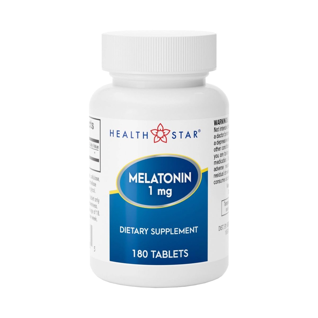 GeriCare Melatonin 1mg Schlafunterstützungs-Ergänzung, gentle Nighttime Sleep Aid, Non-Habit Forming, Hilft Entspannung und Erholung Schlaf, Jet Lag Recovery und bessere Nachtruhe zu fördern, 180 Tabletten