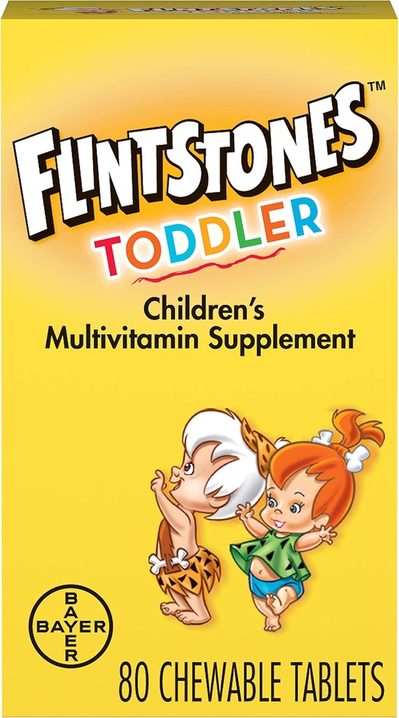 Flintstones Chewable Toddler Vitamins, Multivitamin for Toddlers with Vitamin C, Vitamin D, Folate & more, 80ct