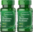 Puritan's Pride Chromium Picolinate 500 Mcg Yeast Free, 100 Count (Pack von 2)