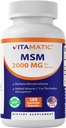 Vitamatic MSM 2000 mg mit Vitamin C 75mg pro Servierung - 180 Veg Kapseln - Vitamin C Aid in Better absopriton of MSM (Methylsulfonylmethan) - Non-GMO & Gluten Free
