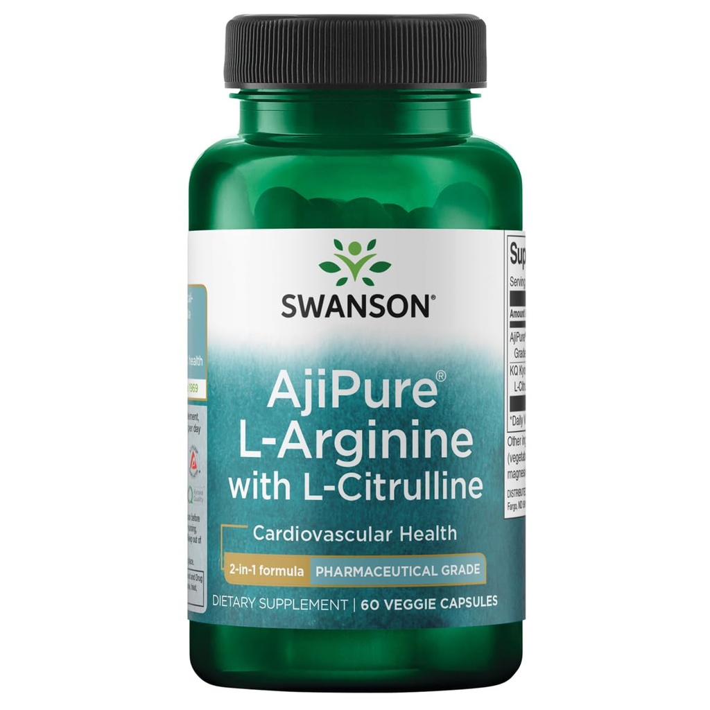 Swanson Aminosäure Ajipure L-Arginin mit L-Citrulline 60 Veg Kapseln