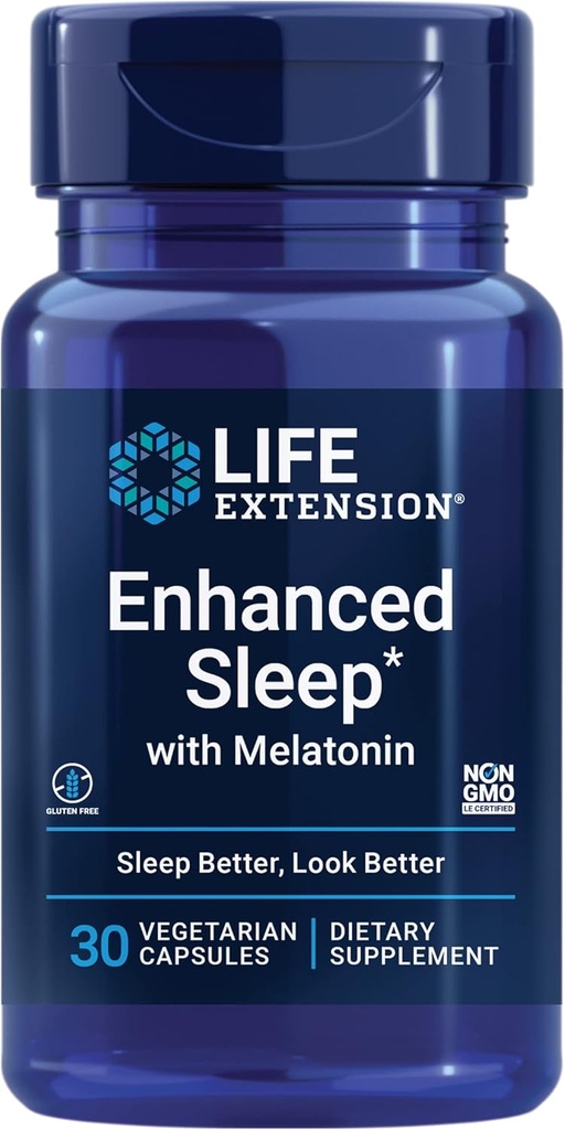 Augmentation de la durée de vie du sommeil avec la mélatonine - Melatonin Supplément de sommeil pour le sommeil reposant et la peau saine et plus – sans gluten, non-OGM, végétarien – 30 capsules
