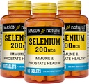 MASON NATURAL Selen 200 mcg - Antioxidante Ergänzung für Immununterstützung & Prostata Gesundheit, Essential Trace Mineral, 60 Tabletten (Pack von 3)