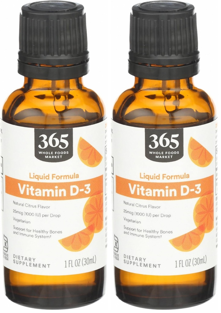 365 von Whole Foods Market, Vitamin D3 Citrus, 1 Fl Oz (Pack von 2)