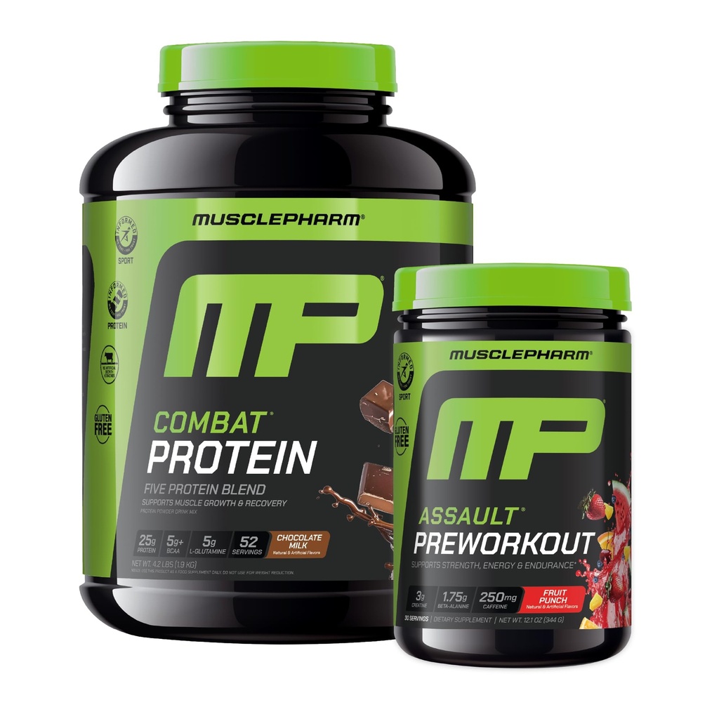 Lutte contre la peste musculaire Protéines de chocolat 4lb et musclesPharm Assualt punch de fruits Pré-entraînement