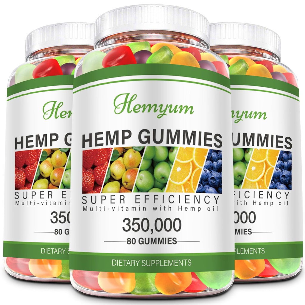 Hanfgummis 3 Packungen hohe Potenz reine organische Ergänzung - mit natürlichem Hanf Öl Extrakt für Schlaf, Schmerz, Angst Gummy Edibles Vegan, Non-GMO