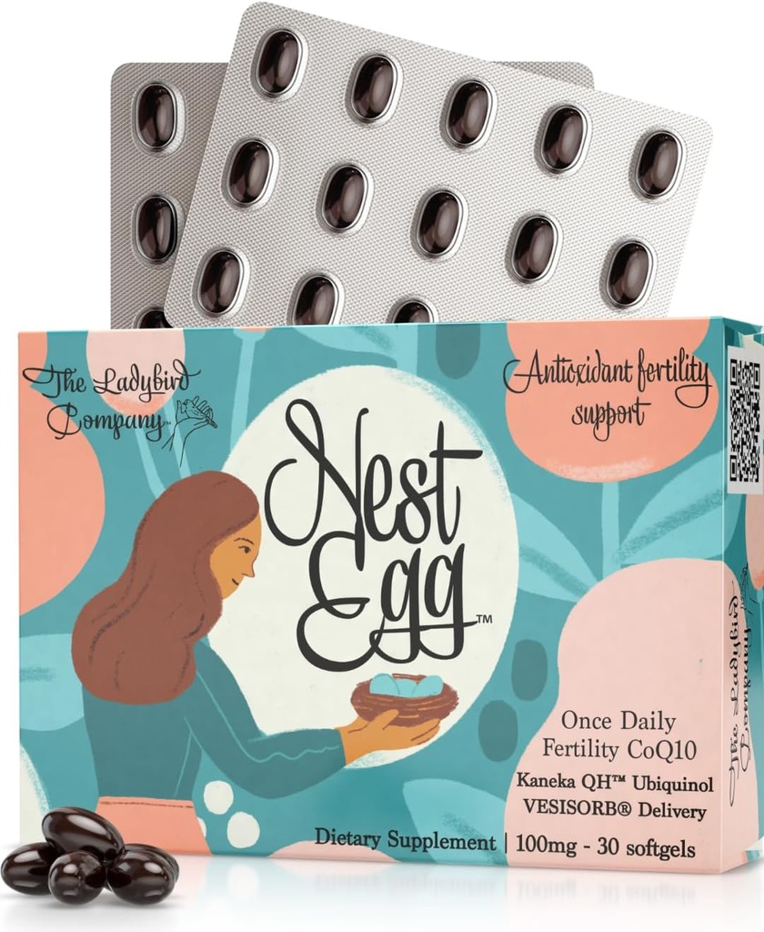Oeuf de nid Ubiquinol CoQ10 100mg - Supplément de fertilité Premium CoQ10 pour les femmes - Fabriqué aux États-Unis - 3ème partie testée - Une fois par jour Softgels (30 comte)