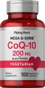 Piping Rock CoQ10 200mg Kapseln | 100 Pillen | mit schwarzem Pfeffer Extrakt | Coenzyme Q10 Ergänzung für Frauen und Männer | Vegetarisch, Non-GMO, Glutenfrei