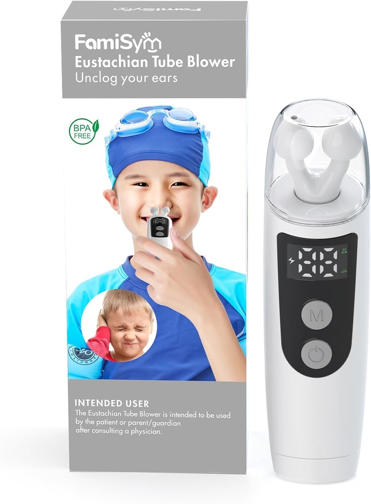 FamiSym Eustachian Tube Unclogger, Ear Pressure Relief Device Home für Tinnitus und Ear Pain, hält Ear Pressure Balance, lindert Ear Discomfort, 501-weiß
