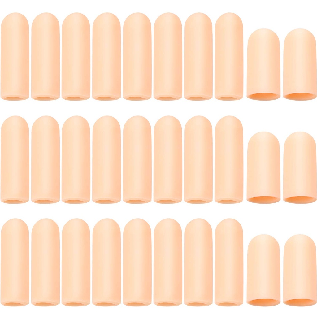 Frienda 30 Stück Gel Finger Protektor Cots Silikon Cover Cap Sleeves für Finger Cracking Trigger Support (Apricot)