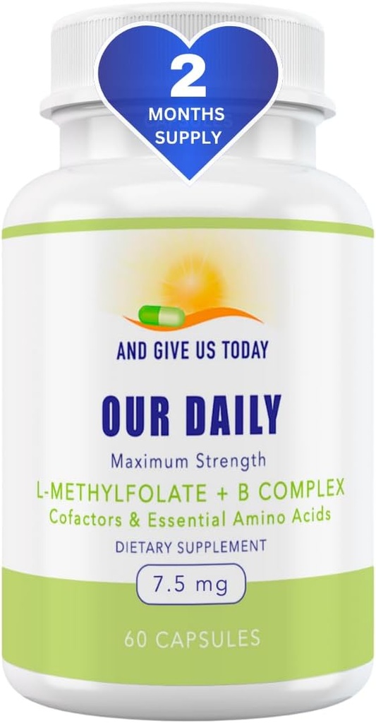 Unsere Daily Vites L-Methylfolate B Complex Cofactors & Essential Amino Acids (7.5mg) - Active Folate, Methylated B12 Methylcobalamin, B6 und Glycine - 60 Count