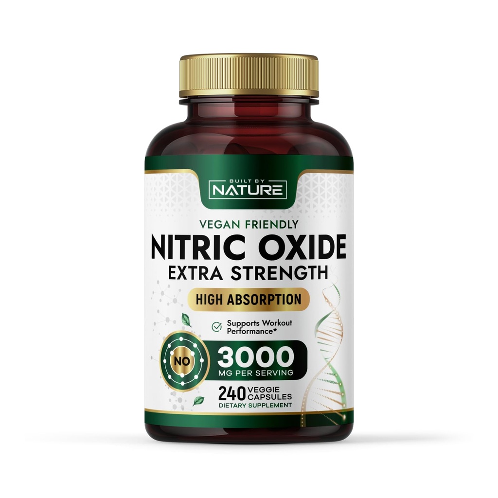 Erbaut von Nature Nitric Oxid Supplement 3000mg mit L-Arginin und L-Citrulline - 240 Kapseln