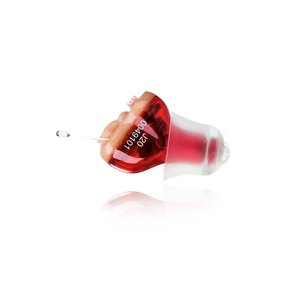 Hörverstärker-Hilfe, In Ohr Hörgeräte, Batteriebetriebene Schallverstärker, Einzel Hörgerät für Senioren, Unsichtbare Sound Enhancer Red(Right Ear)