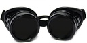 GloFX Steampunk Brille getönt - Rave EDM Festival Zubehör - Gothic Cosplay Welder Goggles - Schwarze Brille mit dunklen Tint Lenses
