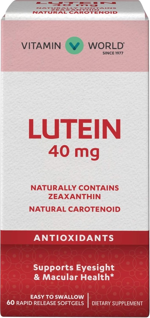 Vitamin World Lutein 40mg 60 Rapid Release Softgels, Augengesundheit, Vision, Antioxidans