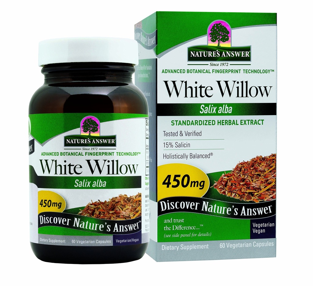 Nature's Answer White Willow | Fördert allgemeine Gesundheit und Wohlbefinden | Vegan, Gluten-Free, Non-GMO & Kosher Zertifiziert | 60ct