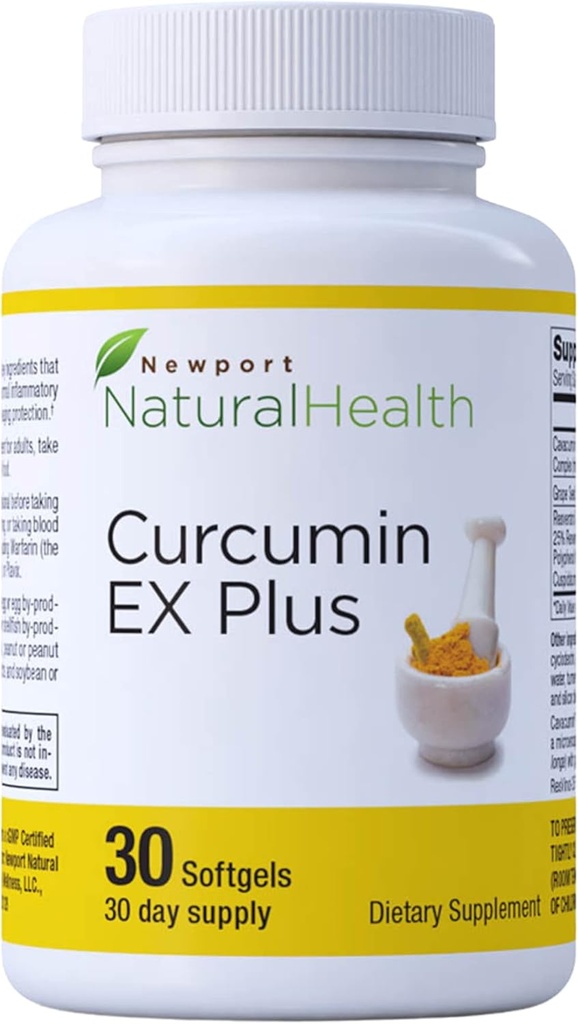 Kurkuma-Ergänzung, Curcumin EX Plus mit Grapeseed Extrakt, Resveratrol & Red Wine Polyphenole für Joint Health & Heart Health, Curcuminoids Complex 500mg Kapseln