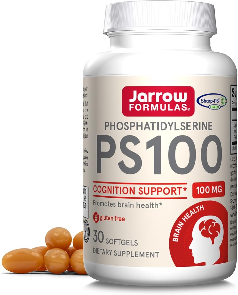 Jarrow Formulas PS100 Phosphatidylserine 100 mg, Nahrungsergänzung für Gehirngesundheit und Kognitionsunterstützung, 30 Softgels, 10-30 Tage Versorgung