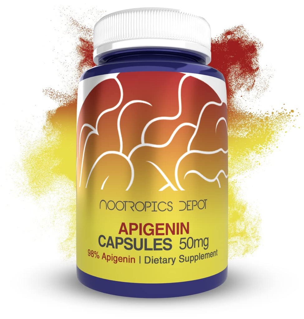 Nootropics Depot Apigenin Kapseln | 50mg | 180 Count | >98% Apigenin | Unterstützt Entspannung, Gelenkgesundheit und NAD+ Ebenen