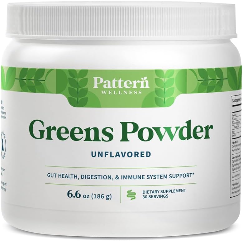 Muster Wellness Greens Powder Superfood – mit Antioxidans, Verdauungsenzym, Fiber, Probiotic & Adaptogen Blends – unterstützt Gut, Verdauungs- und Immungesundheit – 30 Servierungen - 6.6 Unze (Unflavored)