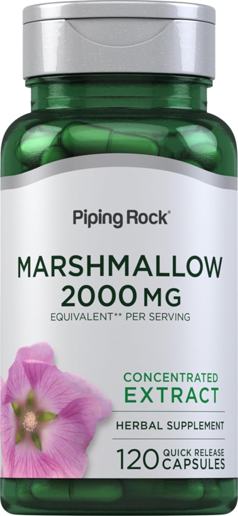 Piping Rock Marshmallow Root Supplement | 2000mg | 120 Kapseln | Herbal Concentrated Extract | Non-GMO, Gluten Free