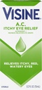 Visine A.C. Gouttes oculaires de soulagement des yeux avec le sulfate de zinc et le HCl tétrahydrozoline, traitement des gouttes oculaires avec le soulagement de la rougeur et astringent pour les yeux Itchy, Rouge, Eauux et Irrités, 0,5 fl. oz