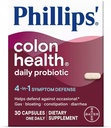 Phillips' Colon Health Daily Probiotic Capsules, 4-en-1 Symptom Defense pour aider à se défendre contre le gaz occasionnel, le gonflement, la constipation et la diarrhée, Supplément quotidien, 30 comtes
