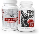 5 % Nutrition 2-Stacks du foie et de l'orgue Defender avec NAC + BiggerByTheDay.Support du foie, du rein et du cœur + Constructeur de muscles anabolisants, Hardcore Lean Mass Gainer avec Turkesterone, HICA, L-Leucine