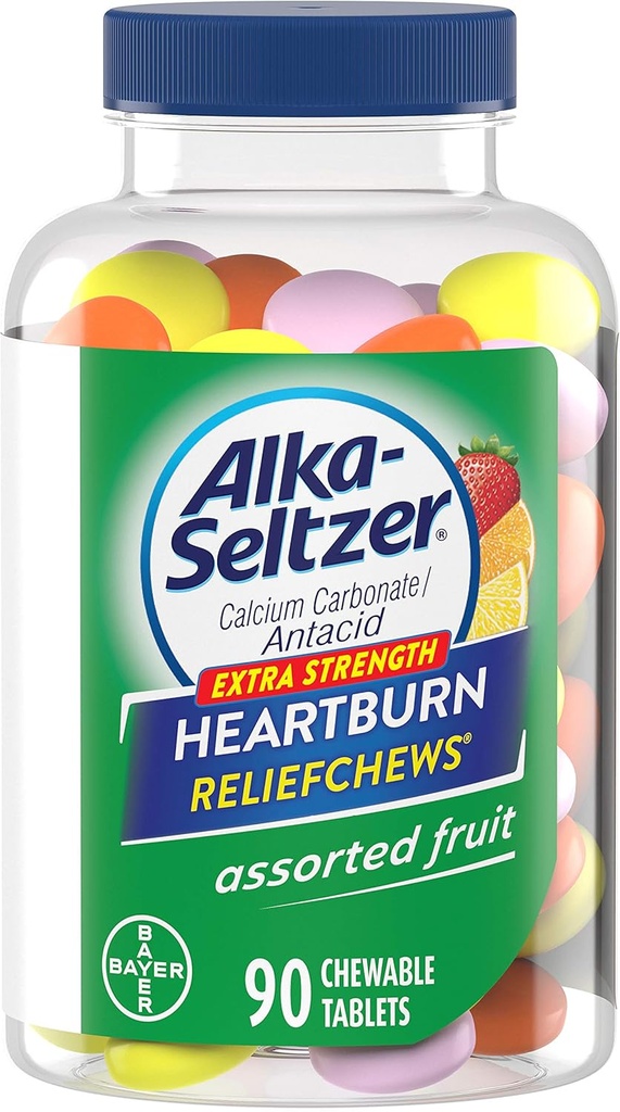 Alka-Seltzer Extra Strength Sodbrenn ReliefChews - Relief von Sodbrennen, Säure Verdauung und Sauer Stomach - sortierte Zitronen, Orange Erdbeer-Flaschen - 90 Graf